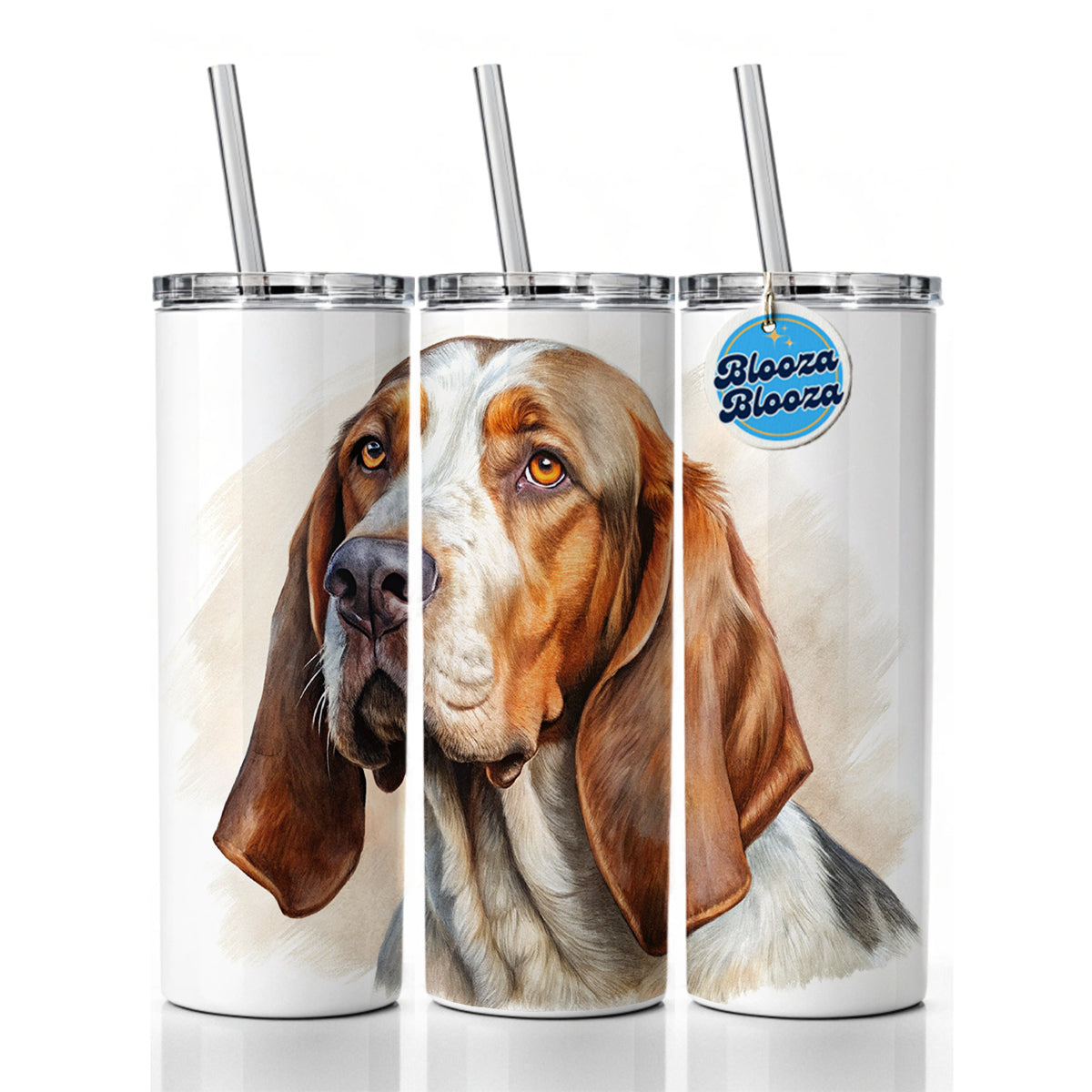 Bracco Italiano Dog Illustration Skinny Tumbler 20oz with Straw Insulated Water Bottle Gift