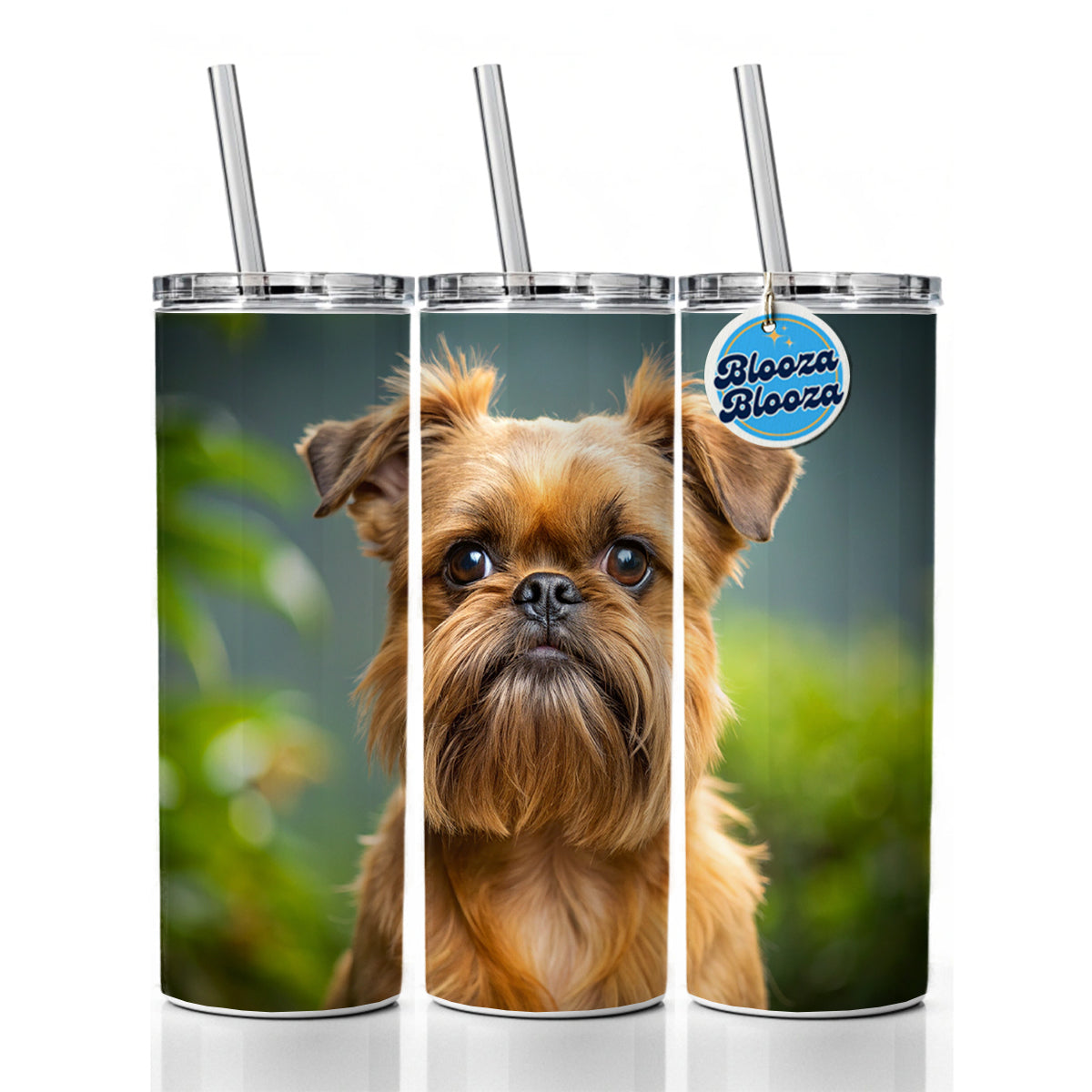 Brussels Griffon Dog Photo Skinny Tumbler 20oz with Straw Insulated Water Bottle Gift