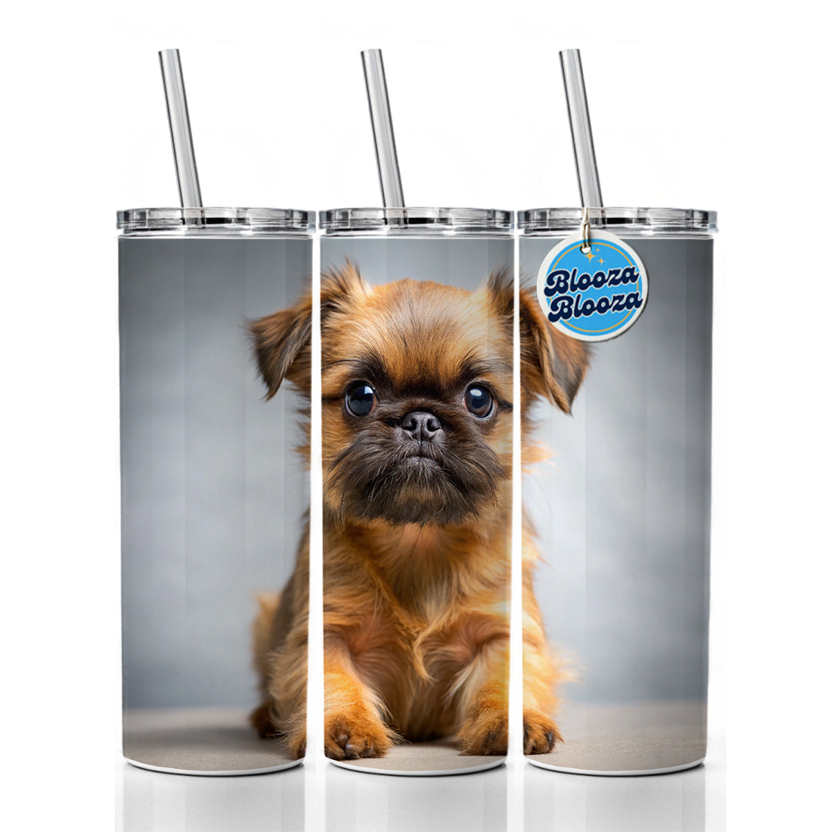 Brussels Griffon Dog Puppy Photo Skinny Tumbler 20oz with Straw Insulated Water Bottle Gift