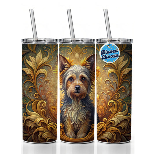 Chorkie Dog Art Nouveau Skinny Tumbler 20oz with Straw Insulated Water Bottle Gift