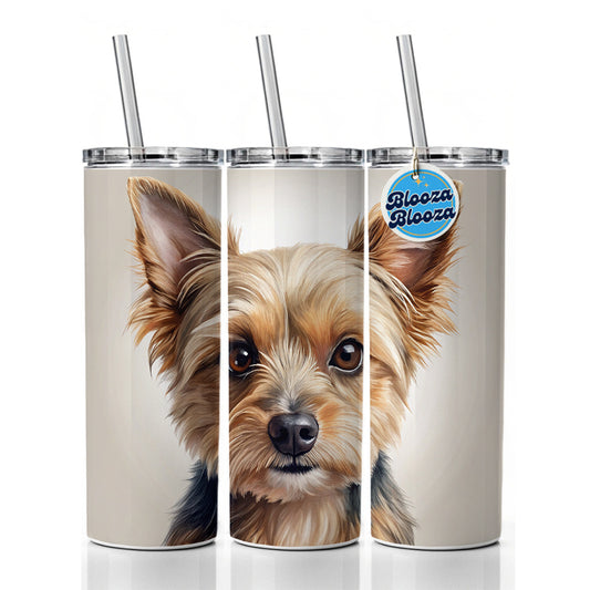 Chorkie Dog Illustration Skinny Tumbler 20oz with Straw Insulated Water Bottle Gift