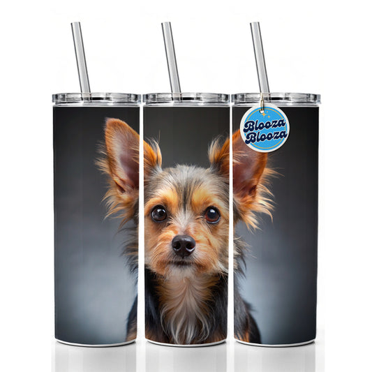 Chorkie Dog Photo Skinny Tumbler 20oz with Straw Insulated Water Bottle Gift