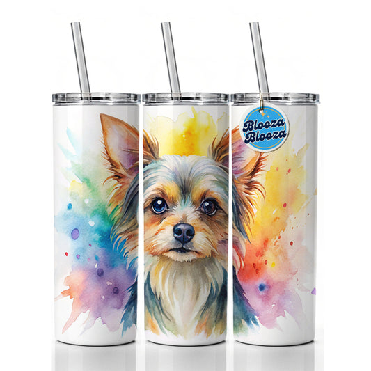 Chorkie Dog Watercolor Style Skinny Tumbler 20oz with Straw Insulated Water Bottle Gift
