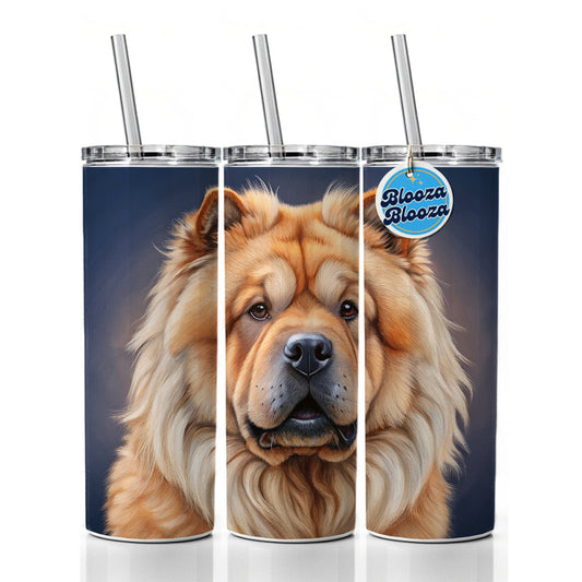 Chow Chow Dog Illustration Skinny Tumbler 20oz with Straw Insulated Water Bottle Gift