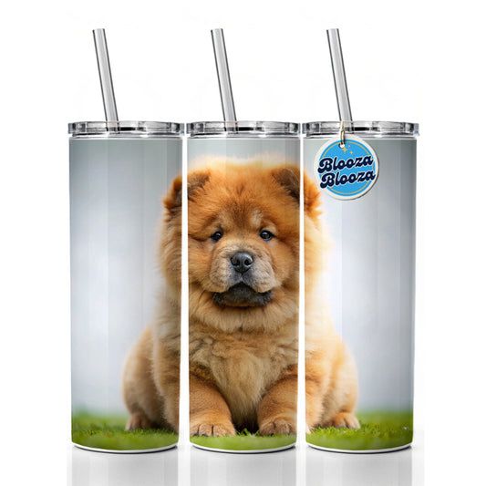 Chow Chow Dog Puppy Photo Skinny Tumbler 20oz with Straw Insulated Water Bottle Gift