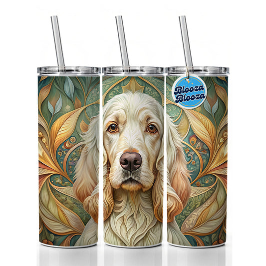 Clumber Spaniel Dog Art Nouveau Skinny Tumbler 20oz with Straw Insulated Water Bottle Gift