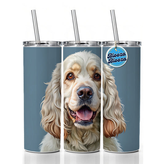 Clumber Spaniel Dog Illustration Skinny Tumbler 20oz with Straw Insulated Water Bottle Gift