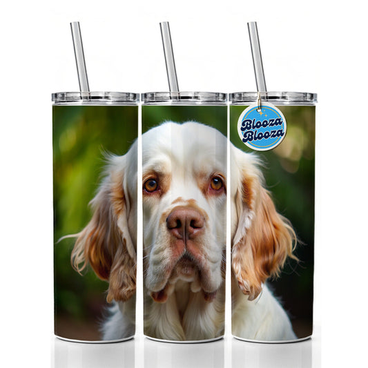 Clumber Spaniel Dog Photo Skinny Tumbler 20oz with Straw Insulated Water Bottle Gift