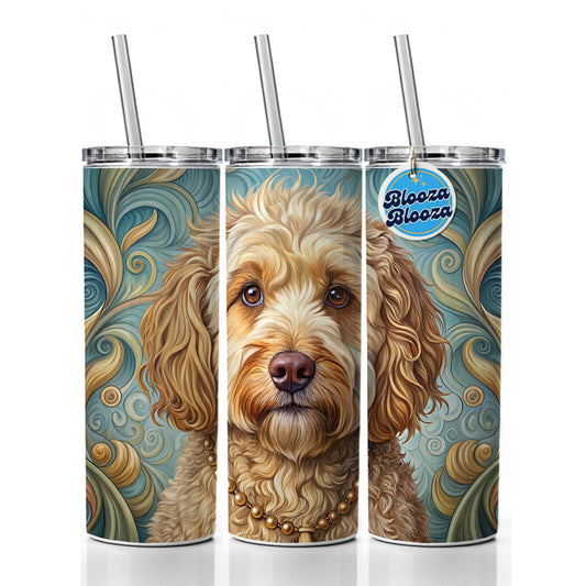 Cockapoo Dog Art Nouveau Skinny Tumbler 20oz with Straw Insulated Water Bottle Gift