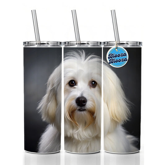Coton De Tulear Dog Photo Skinny Tumbler 20oz with Straw Insulated Water Bottle Gift