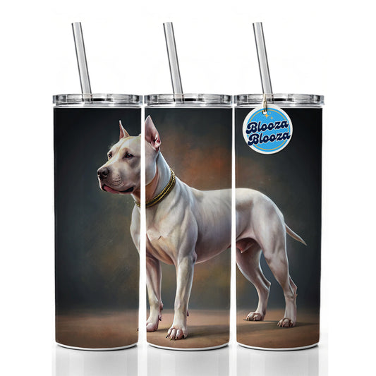 Dogo Argentino Dog Illustration Skinny Tumbler 20oz with Straw Insulated Water Bottle Gift