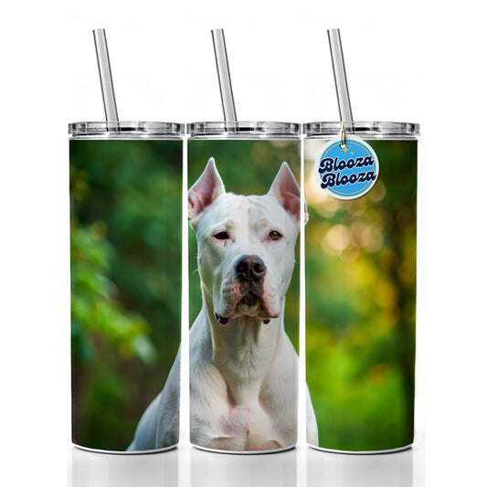 Dogo Argentino Dog Photo Skinny Tumbler 20oz with Straw Insulated Water Bottle Gift