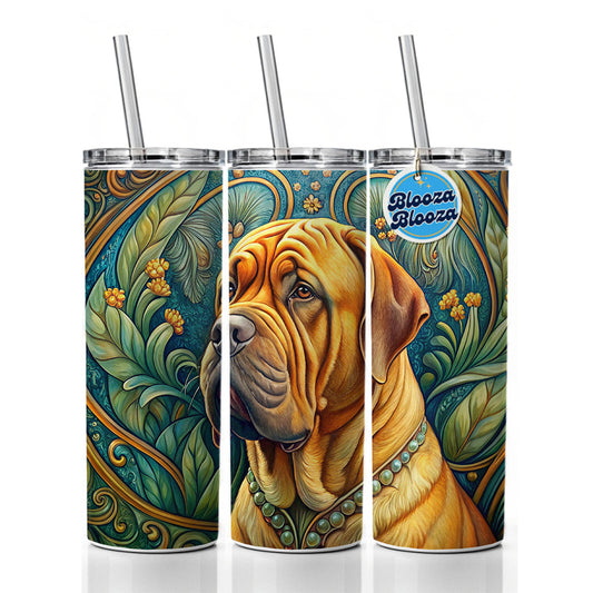 Dogues De Bordeaux Dog Art Nouveau Skinny Tumbler 20oz with Straw Insulated Water Bottle Gift