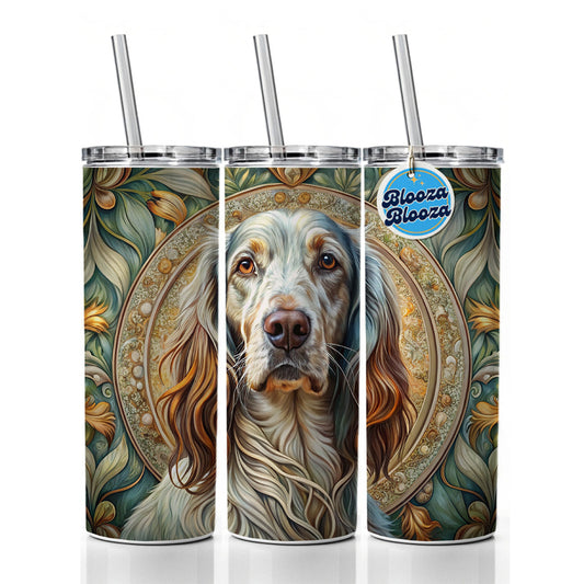 English Setter Dog Art Nouveau Skinny Tumbler 20oz with Straw Insulated Water Bottle Gift