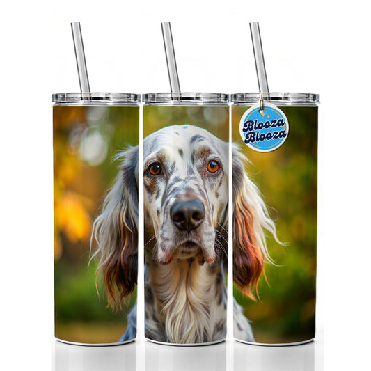 English Setter Dog Photo Skinny Tumbler 20oz with Straw Insulated Water Bottle Gift