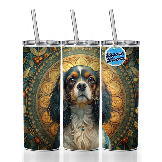 English Toy Spaniel Dog Art Nouveau Skinny Tumbler 20oz with Straw Insulated Water Bottle Gift
