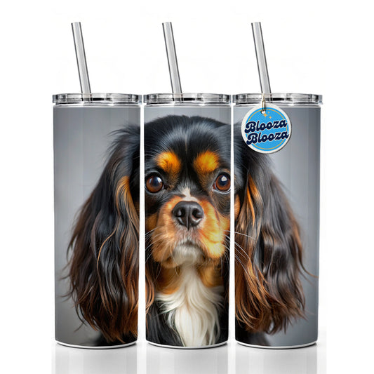 English Toy Spaniel Dog Photo Skinny Tumbler 20oz with Straw Insulated Water Bottle Gift