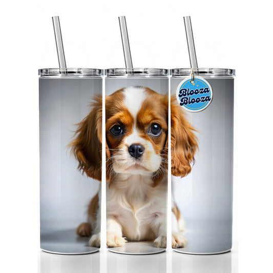 English Toy Spaniel Dog Puppy Photo Skinny Tumbler 20oz with Straw Insulated Water Bottle Gift