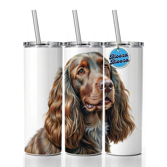 Field Spaniel Dog Illustration Skinny Tumbler 20oz with Straw Insulated Water Bottle Gift