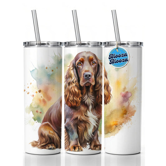 Field Spaniel Dog Watercolor Style Skinny Tumbler 20oz with Straw Insulated Water Bottle Gift