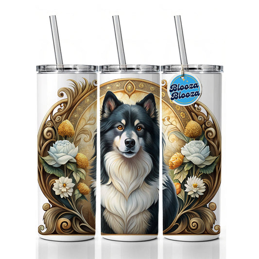 Finnish Lapphund Dog Art Nouveau Skinny Tumbler 20oz with Straw Insulated Water Bottle Gift