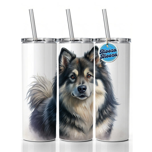 Finnish Lapphund Dog Illustration Skinny Tumbler 20oz with Straw Insulated Water Bottle Gift