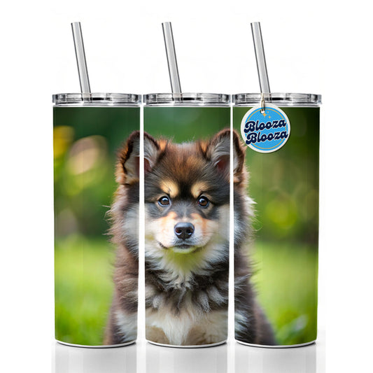 Finnish Lapphund Dog Puppy Photo Skinny Tumbler 20oz with Straw Insulated Water Bottle Gift