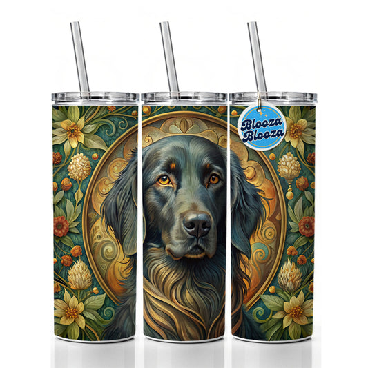 Flat Coated Retriever Dog Art Nouveau Skinny Tumbler 20oz with Straw Insulated Water Bottle Gift