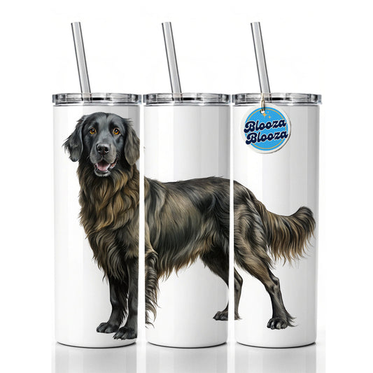Flat Coated Retriever Dog Illustration Skinny Tumbler 20oz with Straw Insulated Water Bottle Gift
