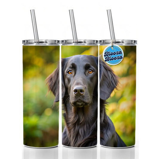 Flat Coated Retriever Dog Photo Skinny Tumbler 20oz with Straw Insulated Water Bottle Gift