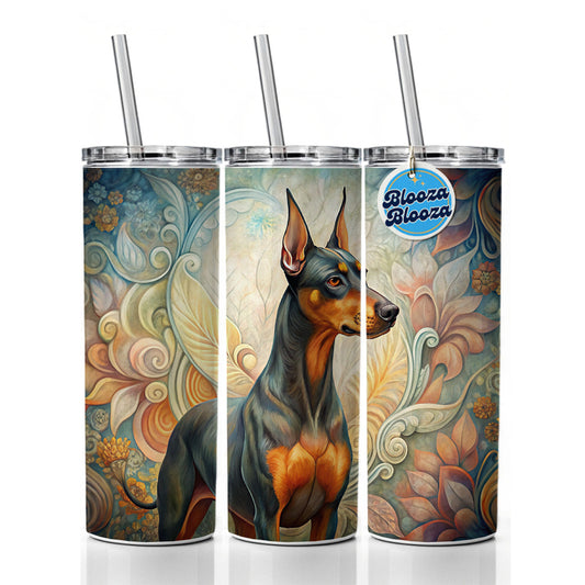 German Pinscher Dog Art Nouveau Skinny Tumbler 20oz with Straw Insulated Water Bottle Gift