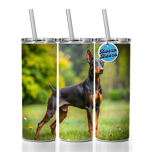 German Pinscher Dog Photo Skinny Tumbler 20oz with Straw Insulated Water Bottle Gift