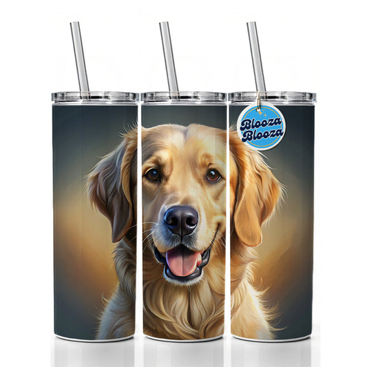 Goldador Dog Illustration Skinny Tumbler 20oz with Straw Insulated Water Bottle Gift