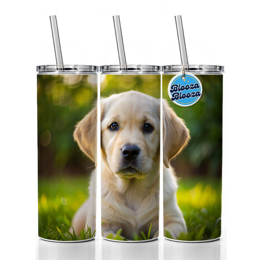 Goldador Dog Puppy Photo Skinny Tumbler 20oz with Straw Insulated Water Bottle Gift