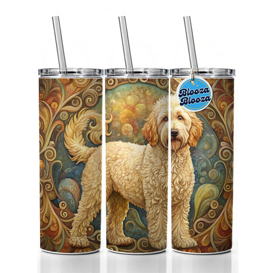 Goldendoodle Dog Art Nouveau Skinny Tumbler 20oz with Straw Insulated Water Bottle Gift