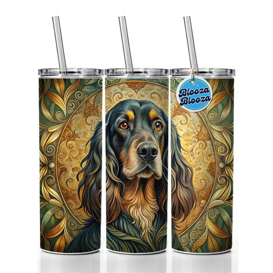 Gordon Setter Dog Art Nouveau Skinny Tumbler 20oz with Straw Insulated Water Bottle Gift