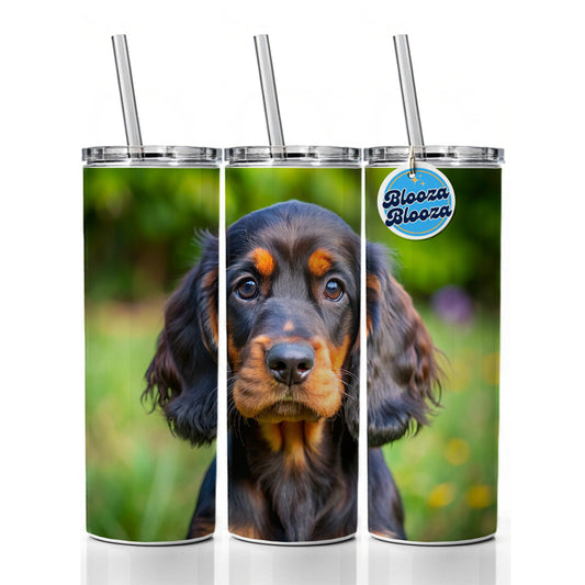 Gordon Setter Dog Puppy Photo Skinny Tumbler 20oz with Straw Insulated Water Bottle Gift