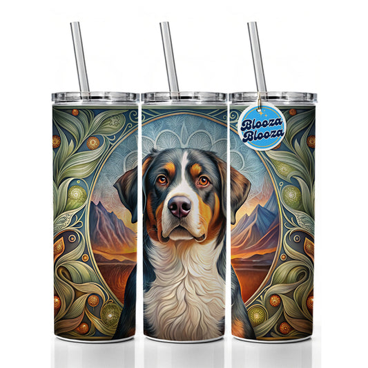 Greater Swiss Mountain Dog Art Nouveau Skinny Tumbler 20oz with Straw Insulated Water Bottle Gift