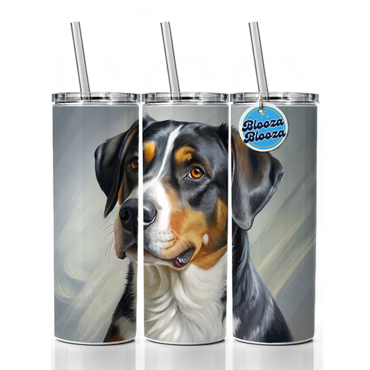 Greater Swiss Mountain Dog Illustration Skinny Tumbler 20oz with Straw Insulated Water Bottle Gift