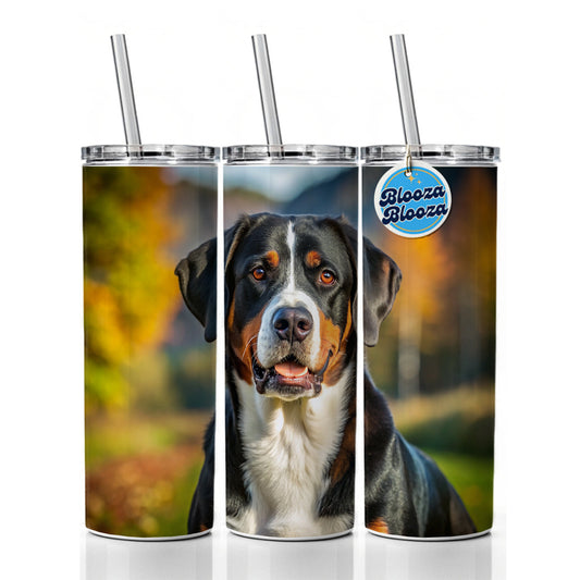 Greater Swiss Mountain Dog Photo Skinny Tumbler 20oz with Straw Insulated Water Bottle Gift