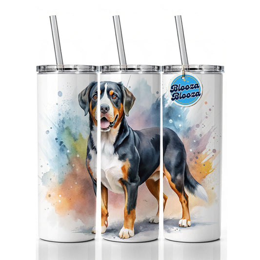 Greater Swiss Mountain Dog Watercolor Style Skinny Tumbler 20oz with Straw Insulated Water Bottle Gift