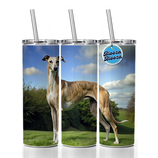 Greyhound Dog Photo Skinny Tumbler 20oz with Straw Insulated Water Bottle Gift