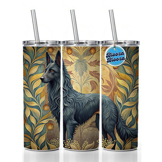 Groenendael Belgian Sheepdog Dog Art Nouveau Skinny Tumbler 20oz with Straw Insulated Water Bottle Gift