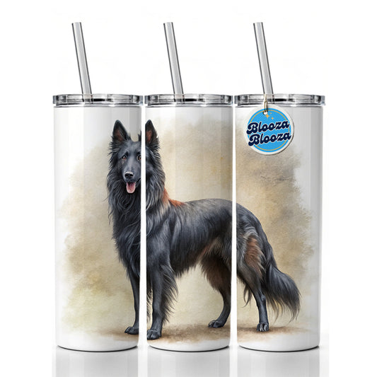 Groenendael Belgian Sheepdog Dog Illustration Skinny Tumbler 20oz with Straw Insulated Water Bottle Gift