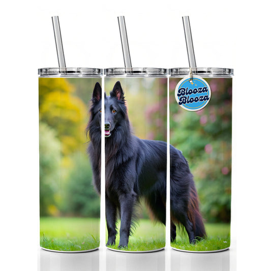 Groenendael Belgian Sheepdog Dog Photo Skinny Tumbler 20oz with Straw Insulated Water Bottle Gift