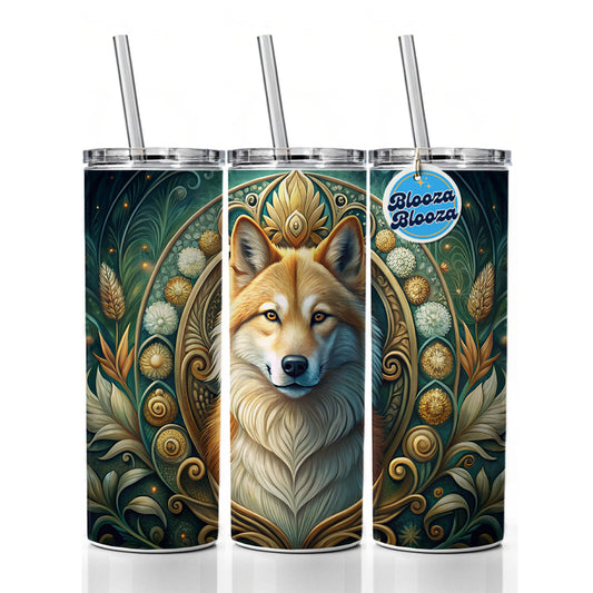 Icelandic Sheepdog Dog Art Nouveau Skinny Tumbler 20oz with Straw Insulated Water Bottle Gift