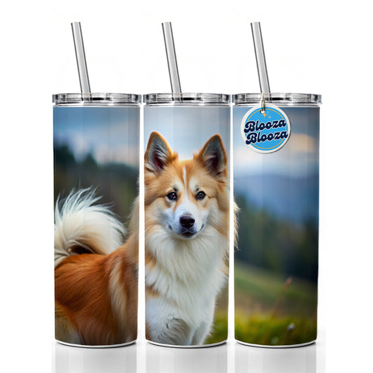 Icelandic Sheepdog Dog Photo Skinny Tumbler 20oz with Straw Insulated Water Bottle Gift