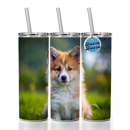 Icelandic Sheepdog Dog Puppy Photo Skinny Tumbler 20oz with Straw Insulated Water Bottle Gift