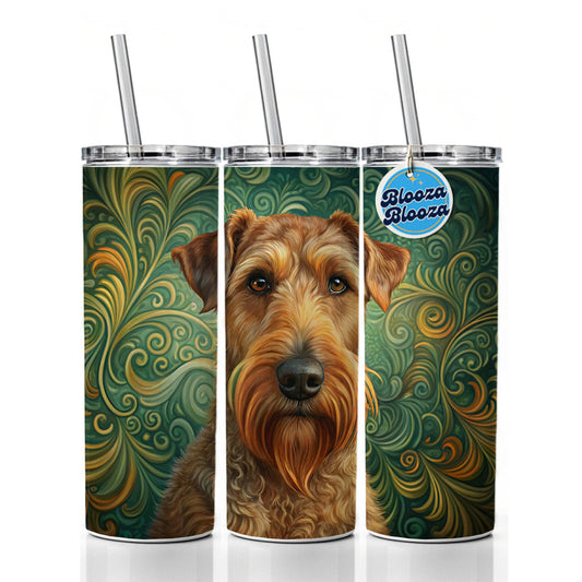 Irish Terrier Dog Art Nouveau Skinny Tumbler 20oz with Straw Insulated Water Bottle Gift