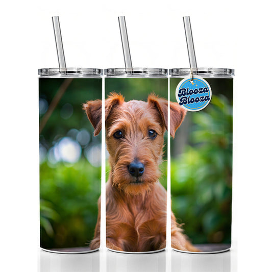 Irish Terrier Dog Puppy Photo Skinny Tumbler 20oz with Straw Insulated Water Bottle Gift